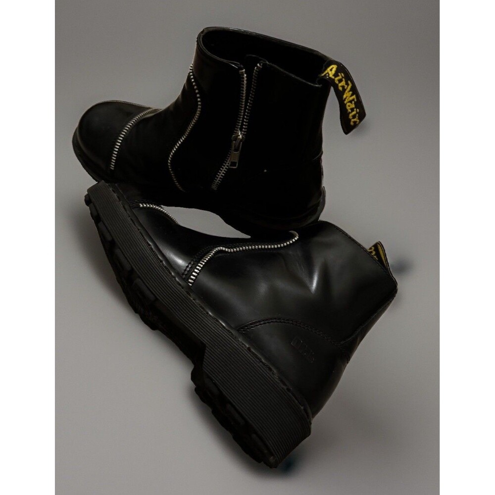 Vtg Dr Martens 2A07 Made in England Black Leather Wrap Zipper Boots UK 5 US W 7
